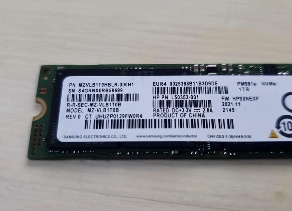 1TB NVMe Samsung ssd m2 pci e 4.0 x4