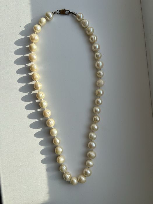 Натуральный жемчуг,колье,крупные бусины
