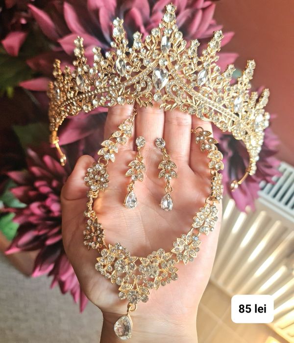 Set complet mireasa diadema nunta tiara accesorii bijuterii nunta