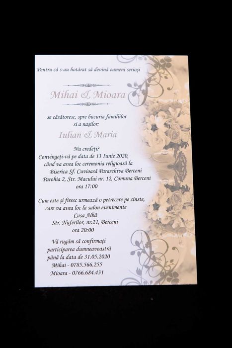 Invitatii si plicuri de masa botez si nunta