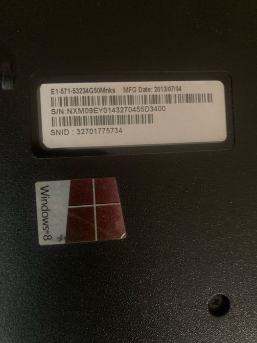 ACER ASPİRE E1-571. İntel core İ5. 500gb