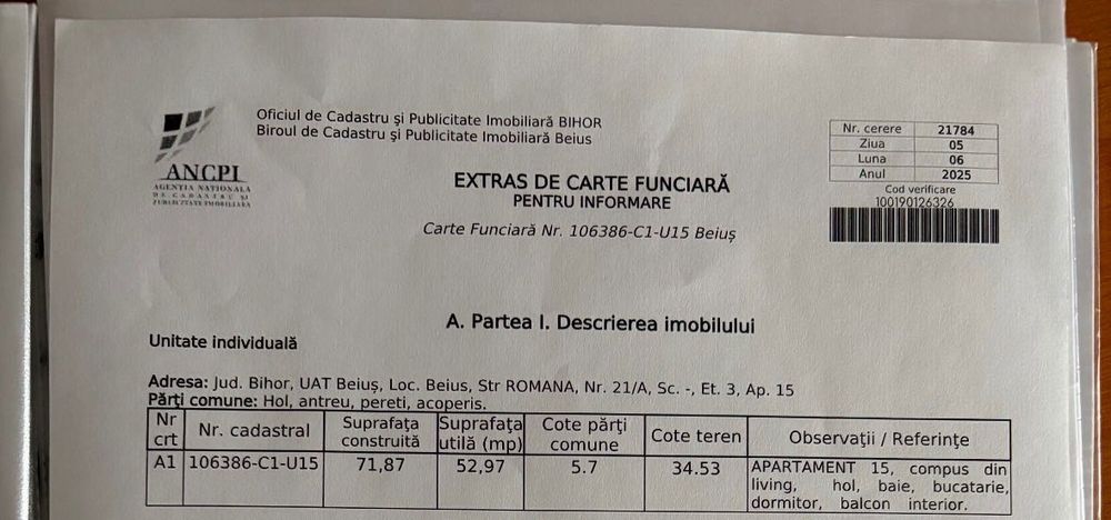 Apartament cu două camere de vânzare în Beiuș