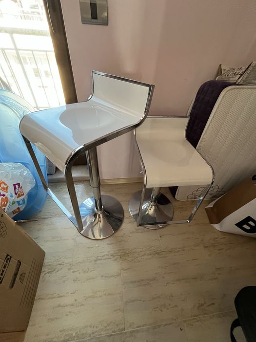 Бар столове, 2 броя, бели