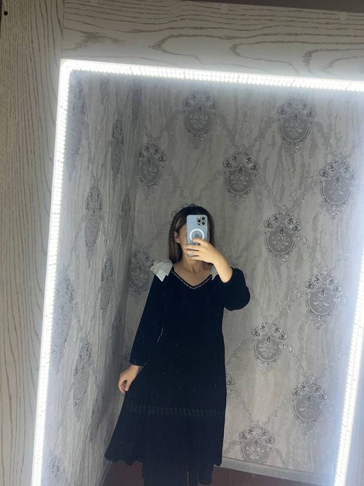 Вечерние платья с принтом розы бархат размер 38~40 турецкий М