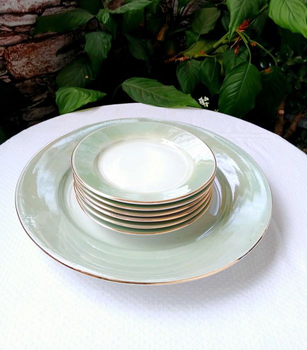 Рядък седефен тортен сервиз на Китка