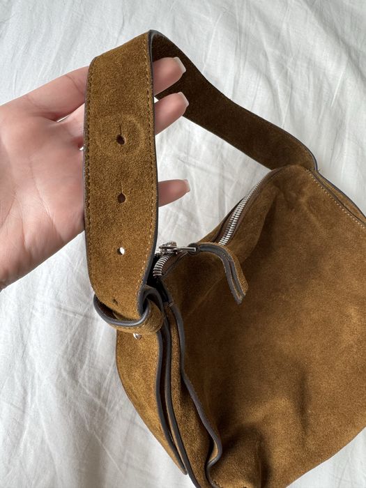 Geanta maro piele intoarsa Massimo Dutti noua