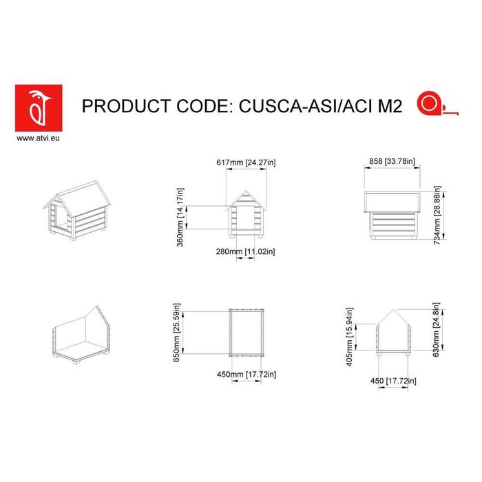 Cusca Caine Lemn Acoperis Ascutit Izolata 4 cm Profile Metalice Antiros Vopsita - 3 Marimi - Fabricat in Romania - atvi.eu