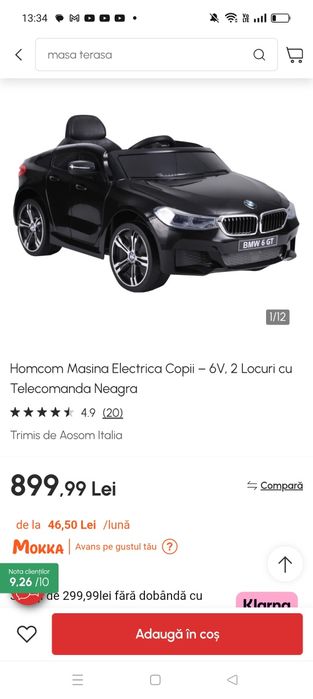 Mașinuta electrica BMW SERIA 6 GT cu telecomanda cu un singur motor