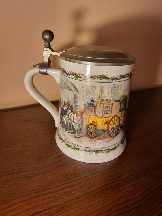 Halbă din Portelan Seltmann Weiden Bavaria cu capac din zinc