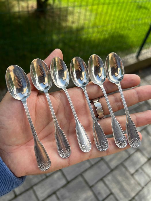 Set 12 lingurițe moka / cafea argint masiv 950 Franța (Minerva) – cca. 120g