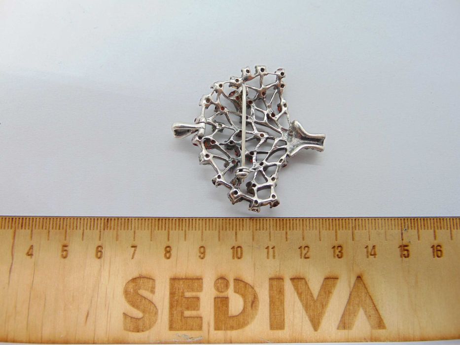 Brosa pandantiv din argint cu marcasite si pietre semi pretioase