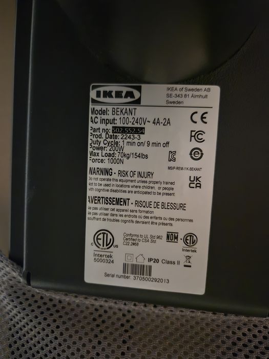 Birou BEKANT cu înălțime reglabilă electric, negru, 160x80