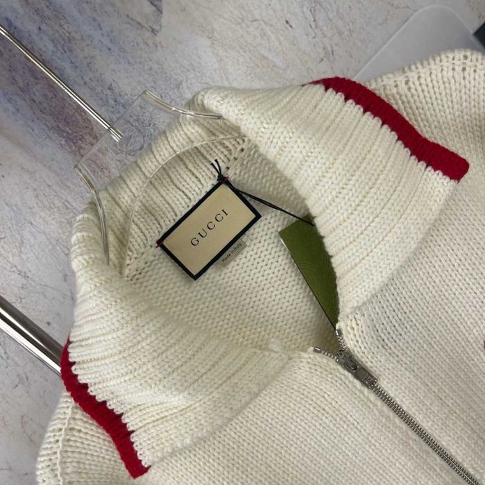 Gucci Boże Narodzenie Zielona-Czerwona-Zielona Włna Wstążka Cardigan
