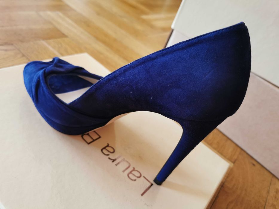 Обувки висок ток, Karen Millen, 38 номер, НОВИ, Navy Blue цвят