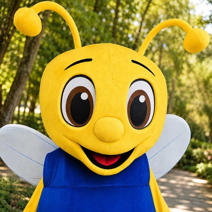 Costum Mascota Albina pentru Adulti, Mascota Profesionala Albinuta, Costum Mascota Handmade pentru Evenimente si Petreceri