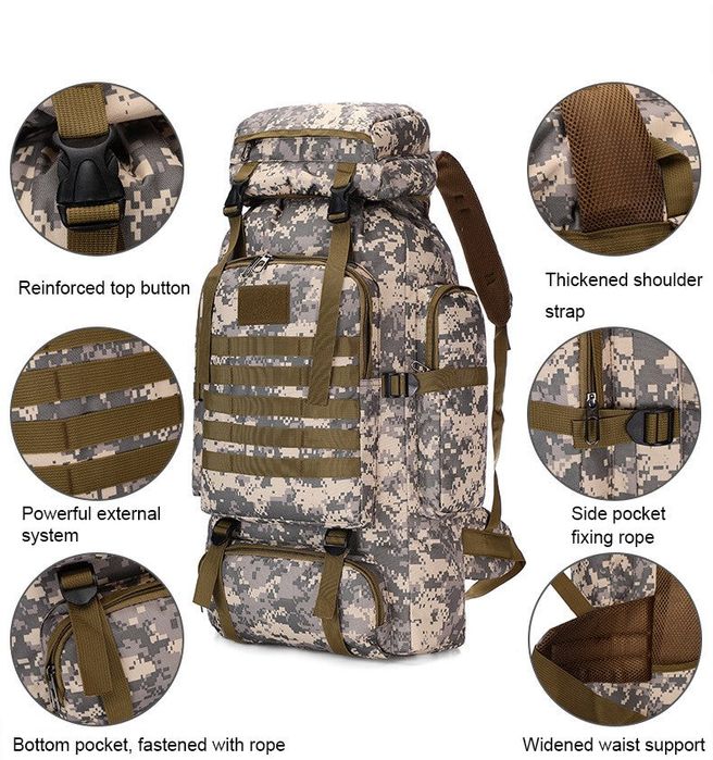 80L туристическа раница Водоустойчива къмпинг планина система с ремъци