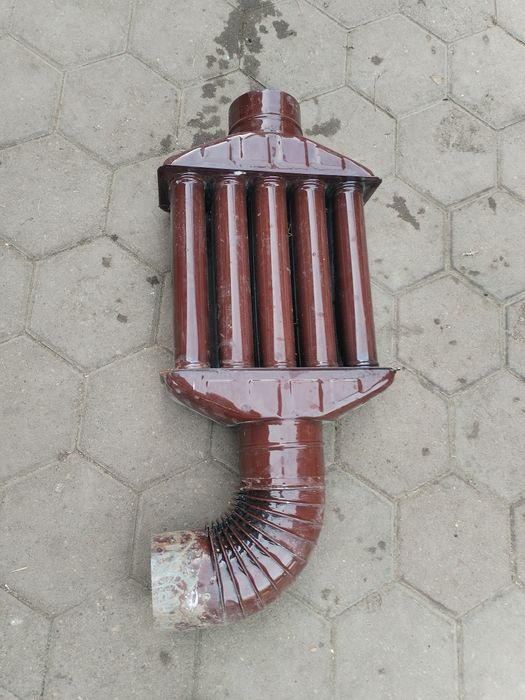 Burlan recuperator caldura, patrat, tabla emailata, 130 x 650 mm, maro