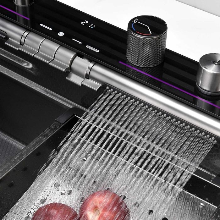 Модерна мултифункционална кухненска мивка с регулируем двоен водопад