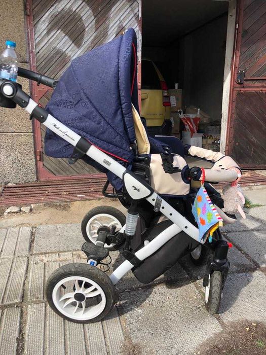 Детска комбинирана количка 2в1 Baby Merc, Style, морско синьо/кремаво