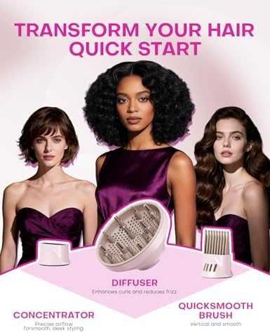 Нов Компактен йонен сешоар 1600W дифузер 2 скорости розов за коса жени бързо сушене