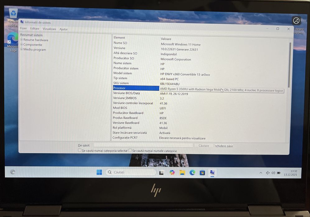 Laptop HP ENVY x360 13-ar001na,Ryzen 5, Touch, Convertible