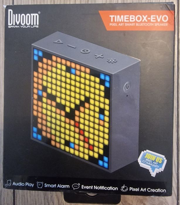 Boxa portabila Divoom Timebox Evo Lumini, Bluetooth, Negru