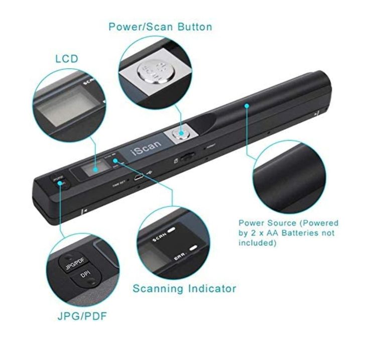 iScan scanner documente portabil 900dpi Jpg Pdf LCD reviste poze ziare