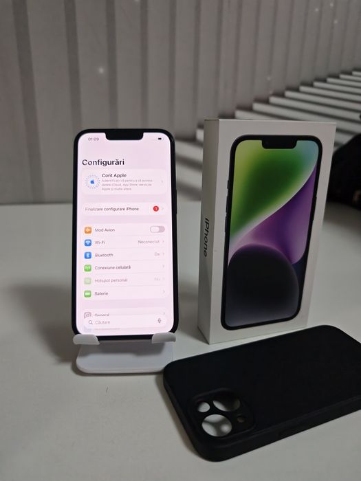 iPhone 14 Black 93% Fullbox stare foarte buna totul original liber retea