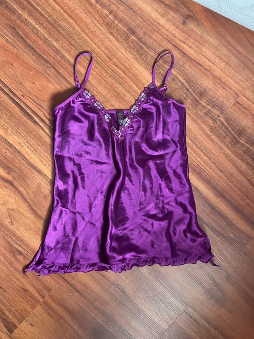 Maiou top material satinat mov clair de lune