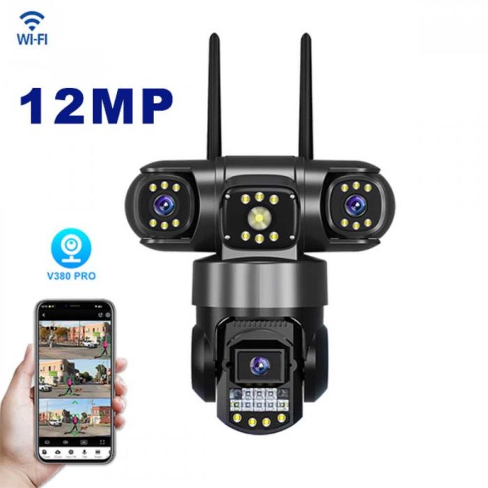 Нова Соларна камера – 12MP Full HD, 4 обективa, нощно виж V380 PRO sim