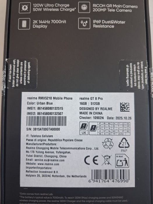 Realme GT 8 pro 16 ram 512gd