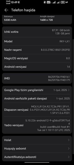 Honor x7a 4/128 talik  telefon idial