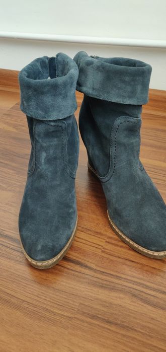 Cizme piele întoarsă albastre