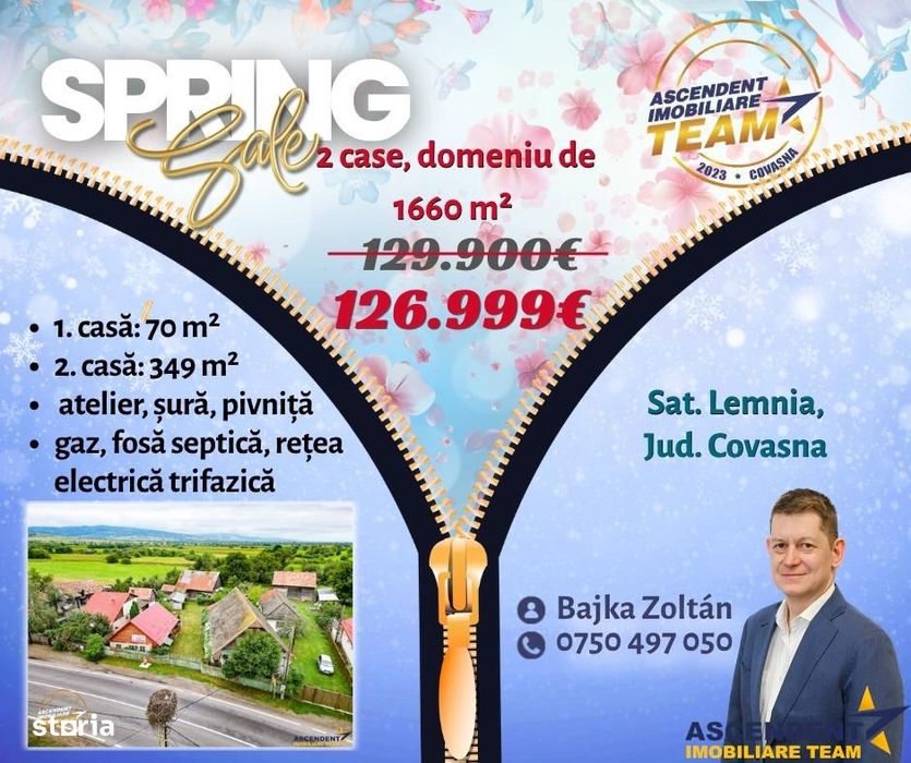 FILM!  2 case,domeniu de 1.660mp, cu atelier,anexe,Lemnia,Covasna