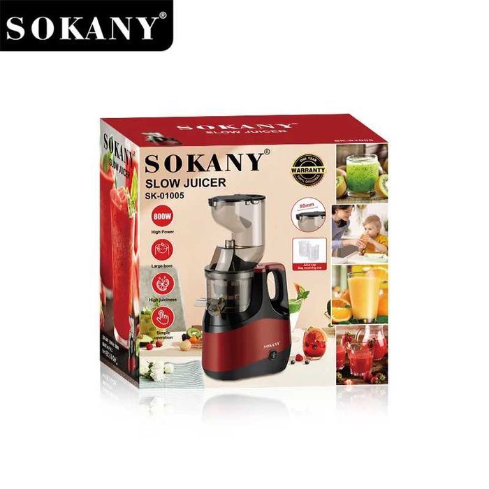 Професионална бавна сокоизстисквачка за студено пресоване 800W Sokany