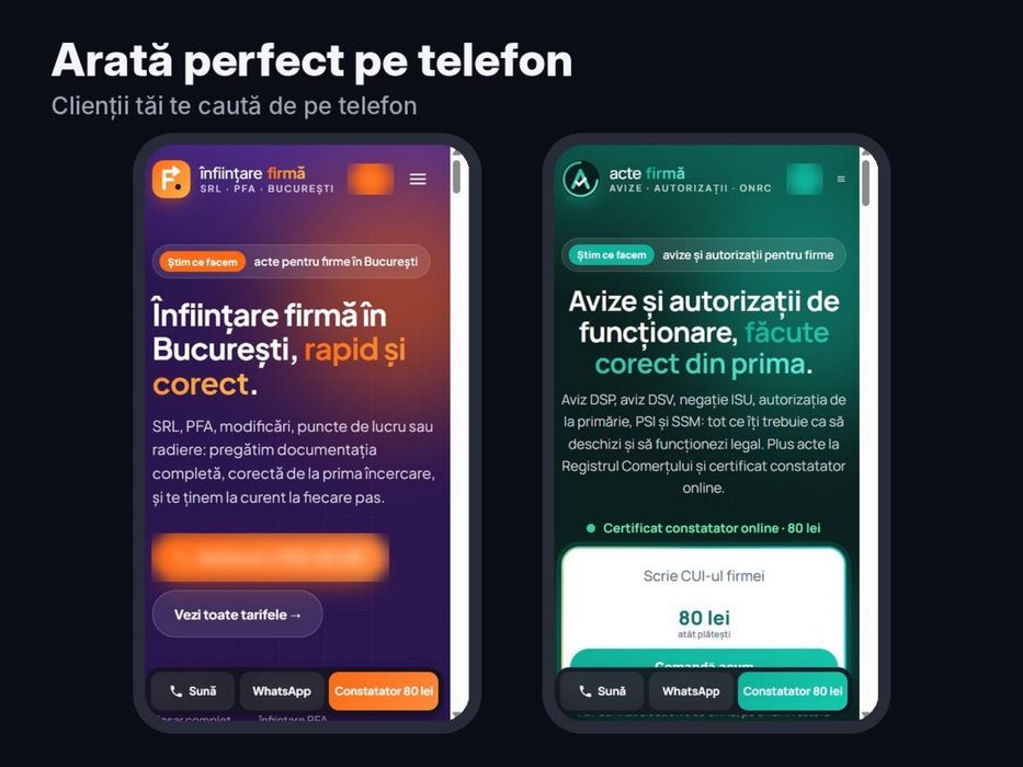 creare / site web care vinde profesional design modern si rapid pentru telefon / pc - optimizare seo