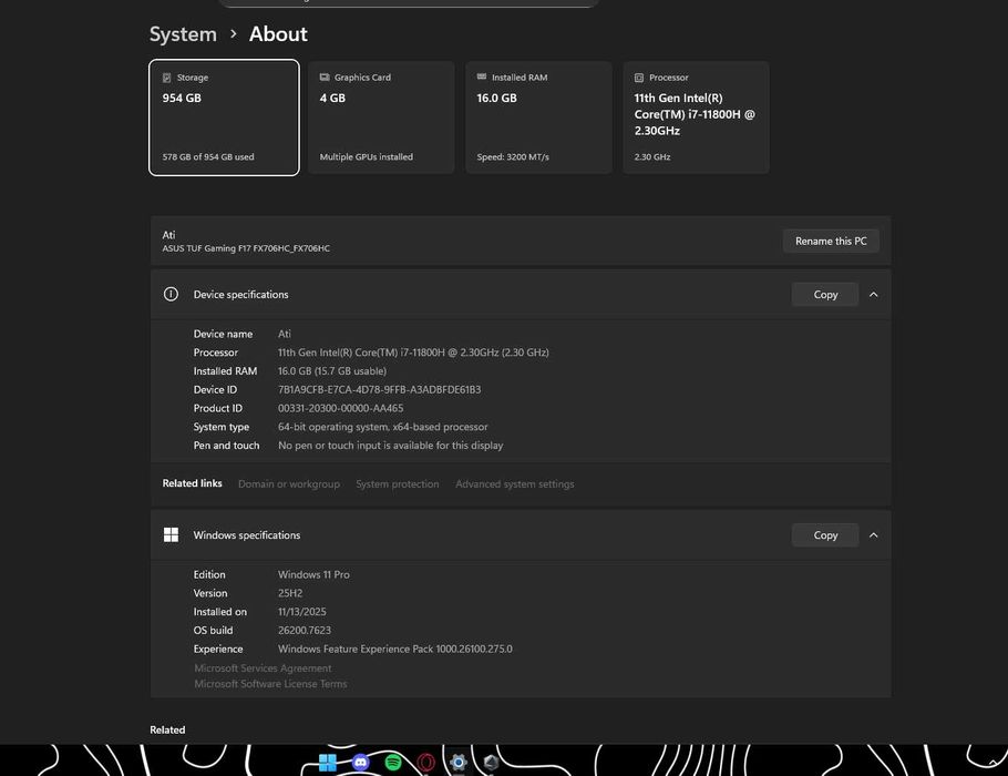 Asus Tuf gaming f17 laptop