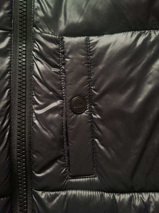 DKNY Wet Shine Nylon Hooded Puffer Jacket
