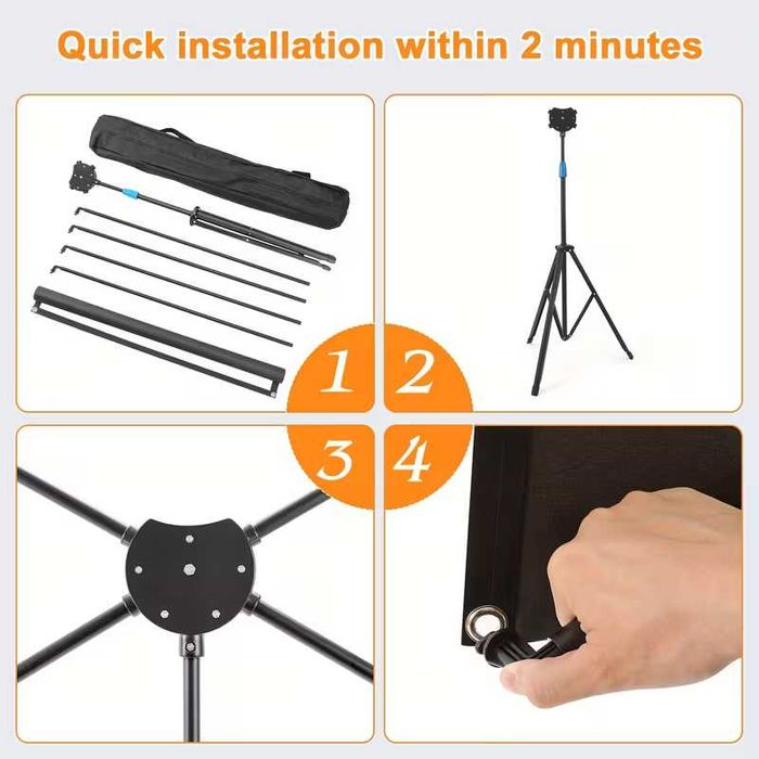 80" Екран за проектор със стойка – компактен, 4K, бърз монтаж