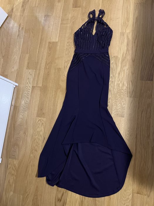 Лилава официална дълга рокля