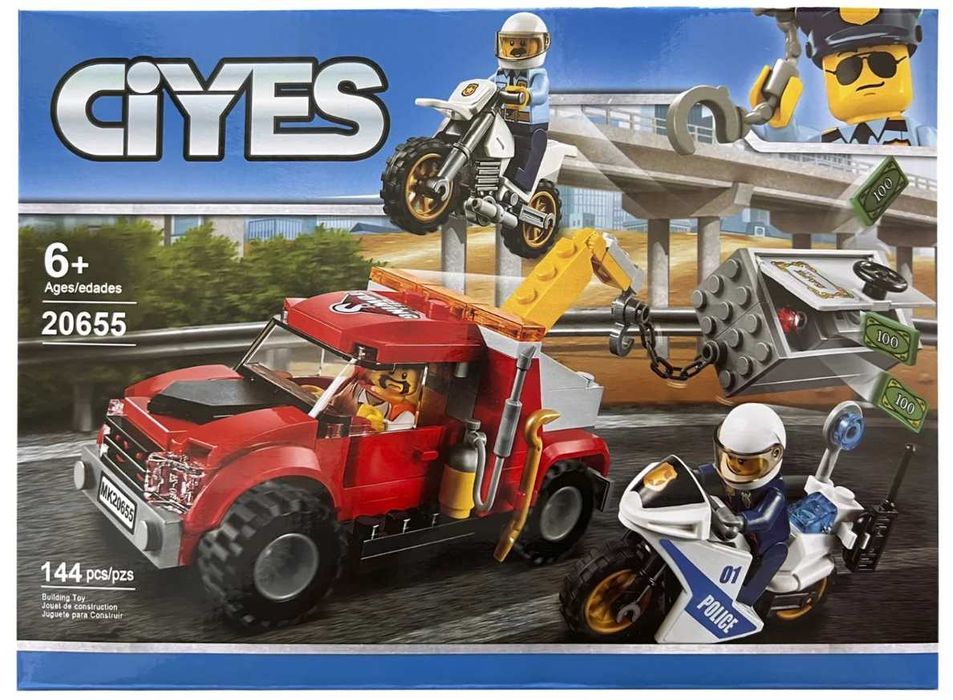 Set de Constructie tip LEGO Cityes, 144 Piese,Camionul de Remorcare