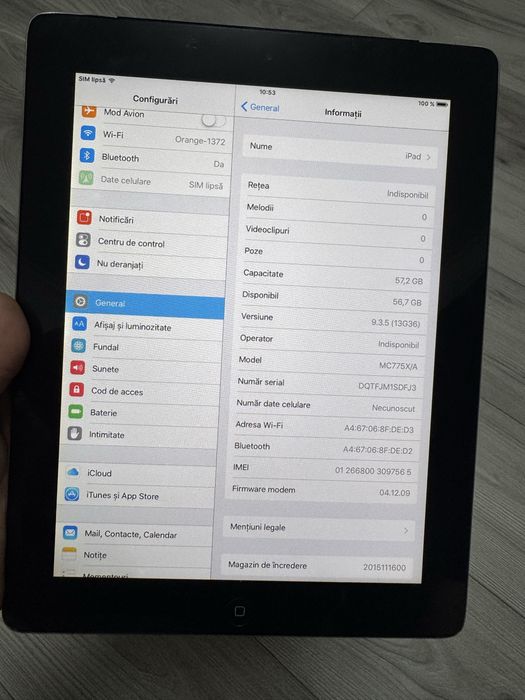 Vand Ipad 64 gb functional