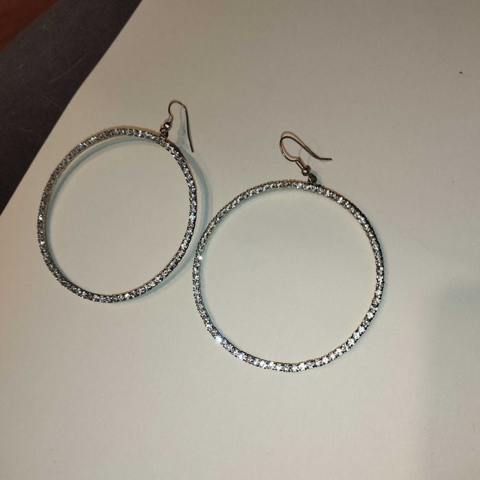 Дамски обеци, обици    големи халки   ф 10см, халки с камъни ф 6,5 см