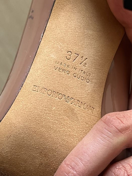 Emporio Armani, pantofi din 100% piele, bej & negru, fundă