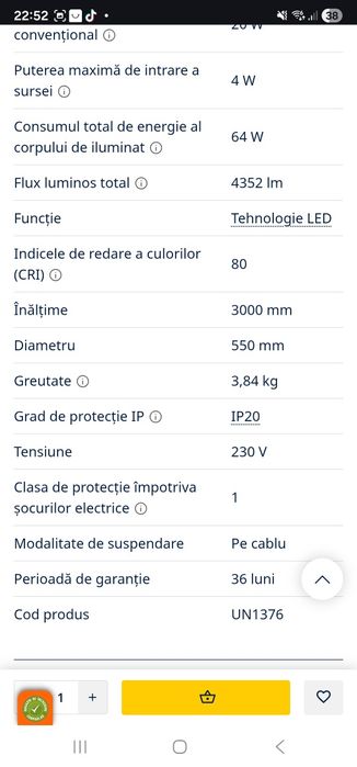 Lustră LED pe cablu Redo 01-2058 MADISON 16xLED/4W/230V auriu