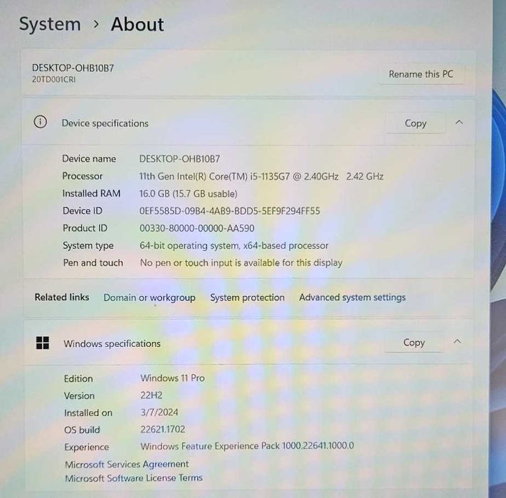 Laptop foarte intretinut Lenovo ThinkPad E15 Intel Core i5
