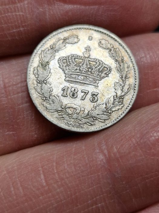 50 Bani 1873 - aUNC (de colecție cu detalii și luciu parțial)