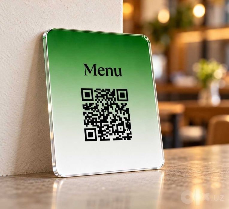 Акриловые QR-таблички Menu 70х80 мм, тираж 150 шт