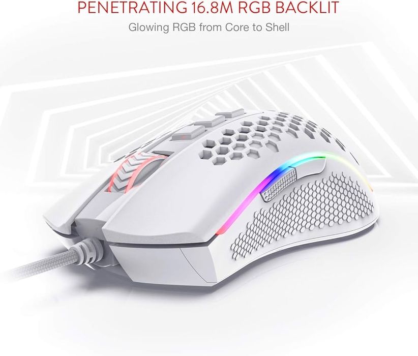 Redragon Storm White — лёгкая игровая мышь с точным сенсором
