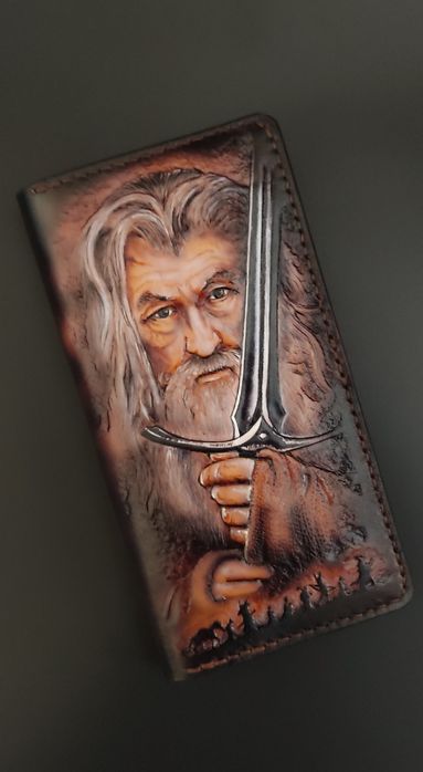 Большой кожаный бумажник ручной работы